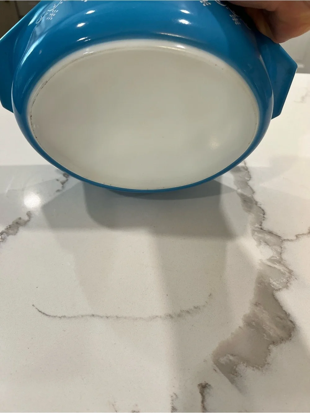 Vintage Pyrex Snowflake Garland Blue 1.5 QT Oval Casserole Dish #043 – No Lid